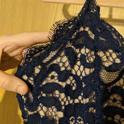 Gorgeous Lace Navy Midi Dress Nude Slip Underneath Depop
