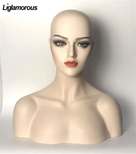 New Realistic Female Fiberglass Mannequin Head Display Wig Scarf