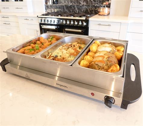 Electric 3 Compartment Food Warmer Buffet Server Ssteel Tray Table Top