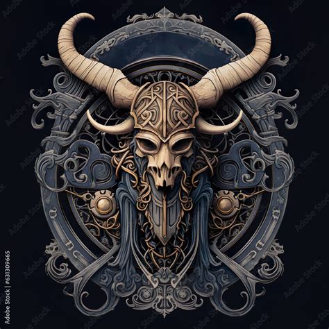 Epic High Fantasy Norse Mythology Viking Evil Demonic Themed Logo Coat