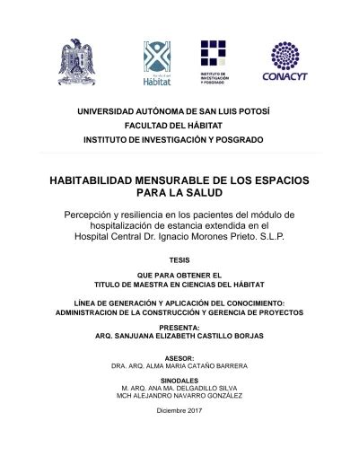 Objetivo General Habitabilidad Mensurable De Los Espacios Para La Salud