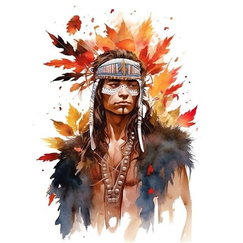 Premium AI Image A Native American Man With Feathers On His Head