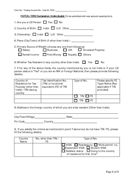 Fatca Declaration Individual Final Pdf Identity Document Taxes