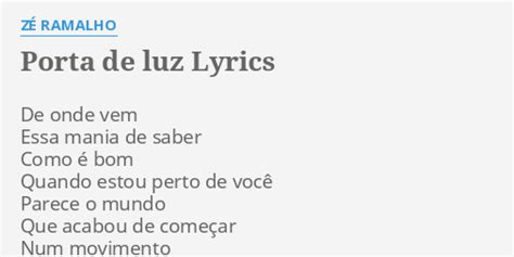 PORTA DE LUZ LYRICS by ZÉ RAMALHO De onde vem Essa