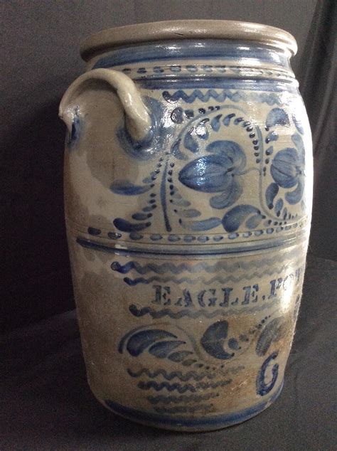 Lot Magnificent Eagle Pottery Gallon Stoneware Crock