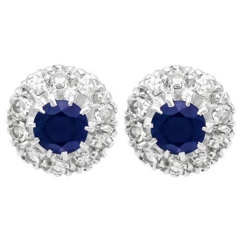 Antique Sapphire Diamond Gold Cluster Earrings at 1stDibs | antique