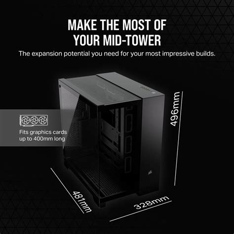 Corsair 6500x Mid Tower Dual Chamber Black Pc Case Cc 9011257 Ww Ca