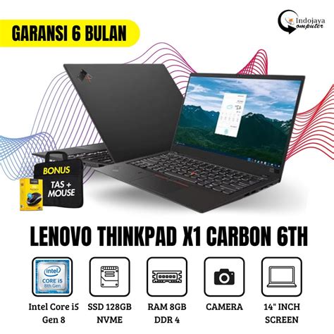 Jual Leptop Lenovo X1 Carbon 6th Core I5 Gen 8 RAM 8GB SSD 256GB