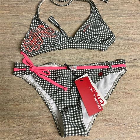 O Neill Swim Nwt O Neil Bikini Set Steel Gray And Neon Pink Poshmark