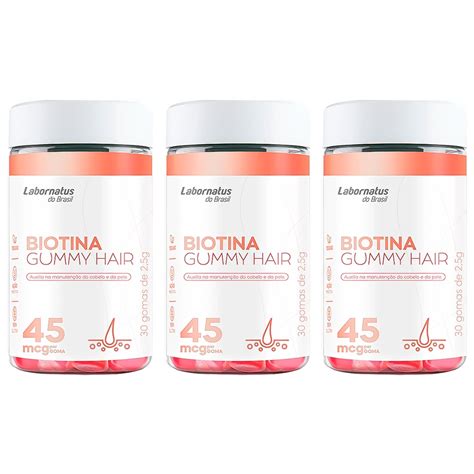 Biotina Gummy Hair Labornatus Para Cabelo E Pele X Gomas Vegano