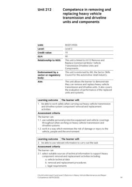 Fillable Online Unit Competence In Removing And Replacing Heavy