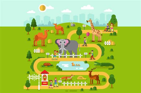 Zoo Map Vector Illustration | Custom-Designed Illustrations ~ Creative ...