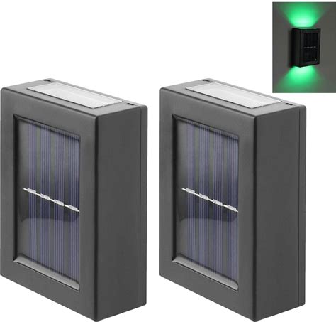 2 Pack Solar Powered Deck Lights Outdoor Garden Wall Lamp Waterproof 2