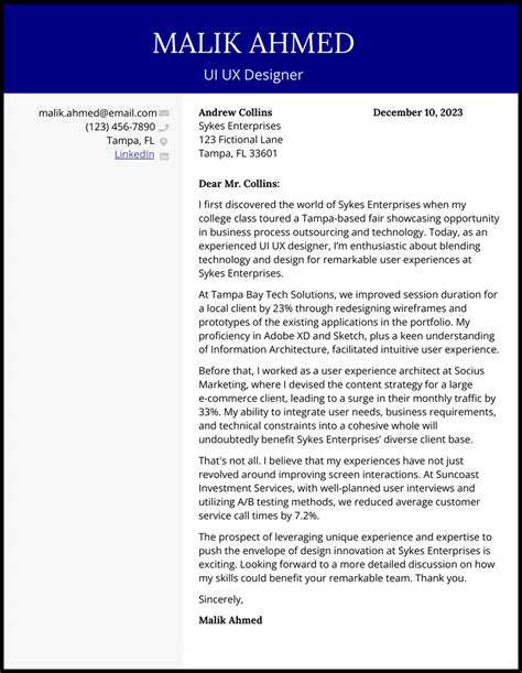 5 Ux Designer Cover Letter Examples For The Job In 2024