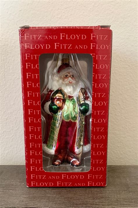 Fitz And Floyd Glass Santa Christmas Tree Ornament Jolly Old St Nick New In Box Etsy