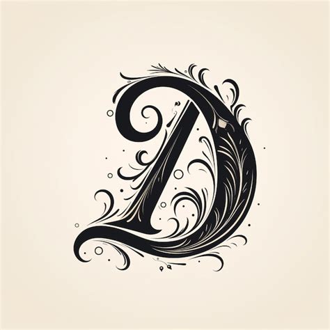 Premium Photo A Black And White Drawing Of A Letter D With Swirly Design Generative Ai