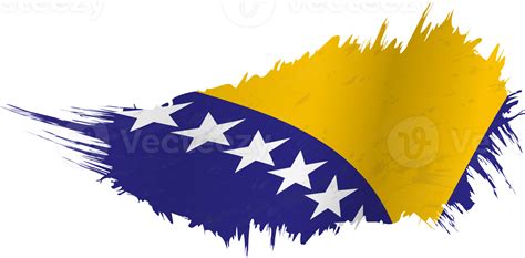 Flag Of Bosnia And Herzegovina In Grunge Style With Waving Effect 26119957 Png