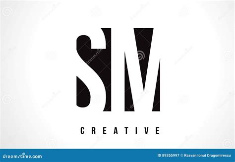 SM S M White Letter Logo Design with Black Square. Stock Vector ...