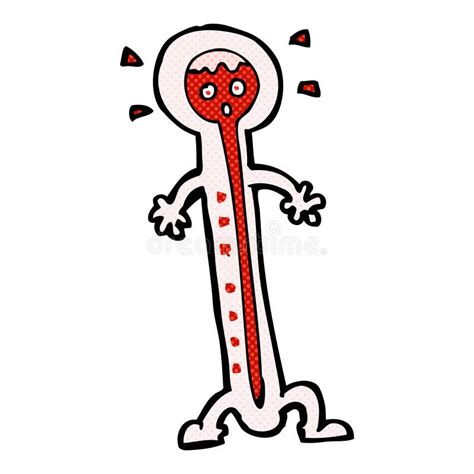 Comic Cartoon Hot Thermometer Stock Illustration Illustration Of Funny Drawing