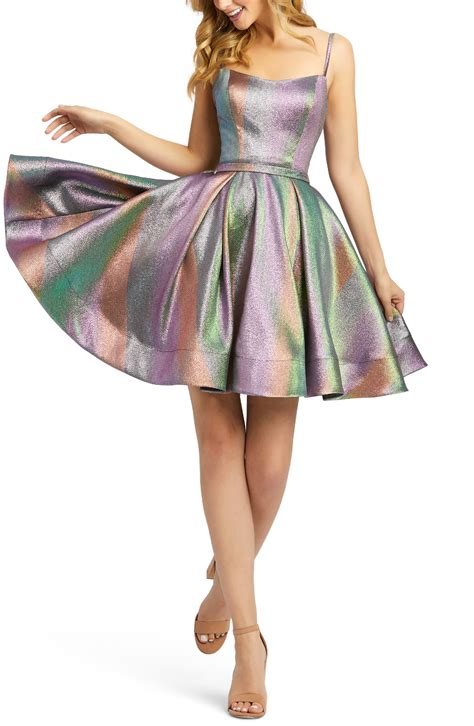 Ieena For Mac Duggal Rainbow Metallic Fit And Flare Party Dress Nordstrom