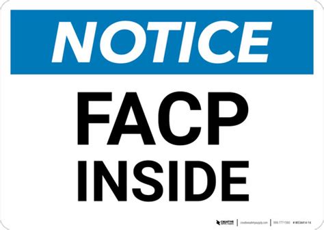 Notice: FACP Inside - Wall Sign