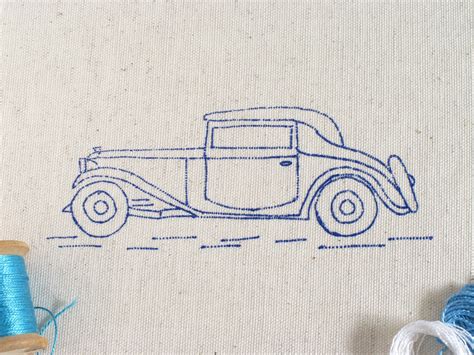 Vintage Embroidery Pattern Vintage Car By Embroiderydreams