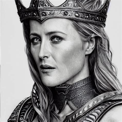 Krea Ai Hyper Realistic Pencil Drawing Of Gillian Anderson