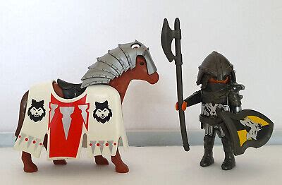 PLAYMOBIL CHEVALIER DU Loup Cheval Avec Carapacon Chateau Fort