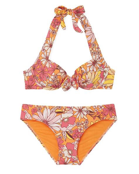 Shelby Floral Pink Two Piece Contour Demi Bikini 32B 38C Adore Me