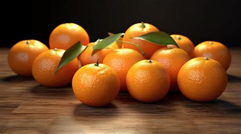 Un Grupo De Naranjas Con Hojas En Una Superficie De Madera Foto Premium