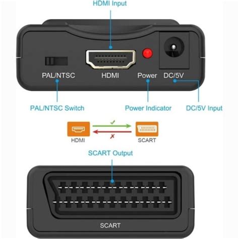 Scart Till Hdmi Adapter P Hd Video Audio Upscale Converter Black