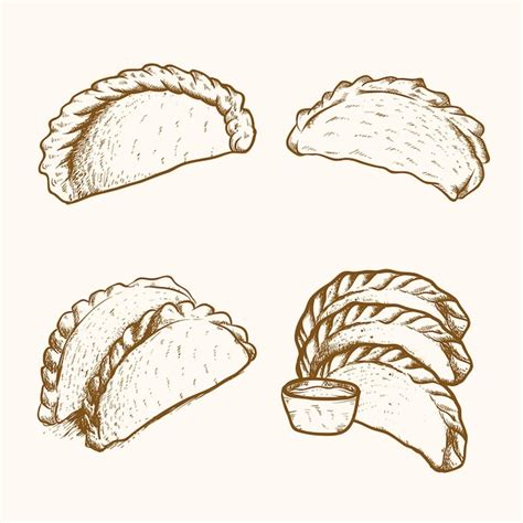 Boceto De La Colección Empanada Vector Gratis