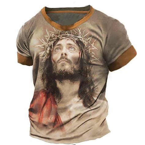 Hombre Camiseta Cuello Barco Graphic Fe Ropa Impresi N D Exterior