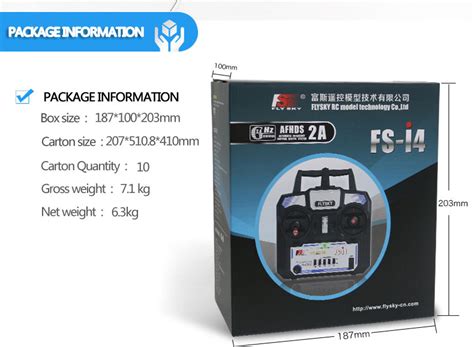FlySky FS-i4 2.4G 4CH AFHDS Transmitter Mode 2 + Receiver FS-A6 ...