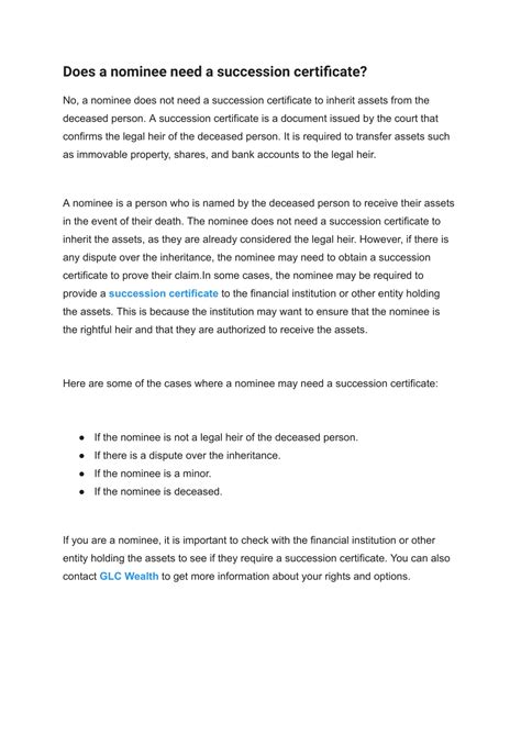 nominee   succession certificate powerpoint