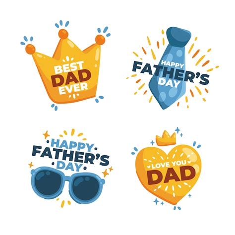 Free Vector Hand Drawn Father S Day Badges Collection