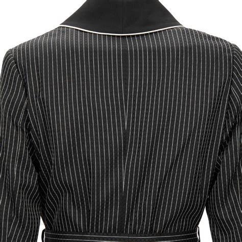 Dolce And Gabbana Striped Jacquard Robe Blazer Dg Logo White Black 48