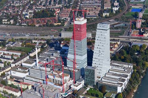 Basel Von Oben Erweiterungs Baustellen Und Baukr Ne Am Areal Und