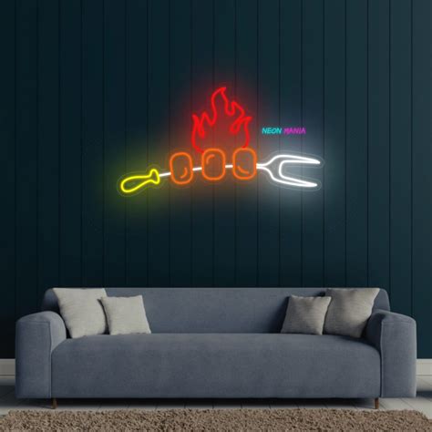 Kebab On A Skewer Neon Sign Barbecue Led Light Kebab Led Sign Hot