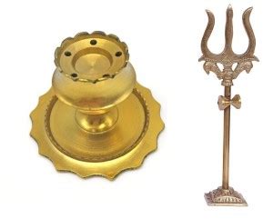 Utkarsh Combo Of Trishul Trident Damru With Stand Statue With Brass