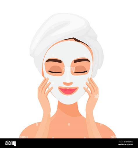 Moisturizing face care mask. Beauty woman skin care treatment vector ...