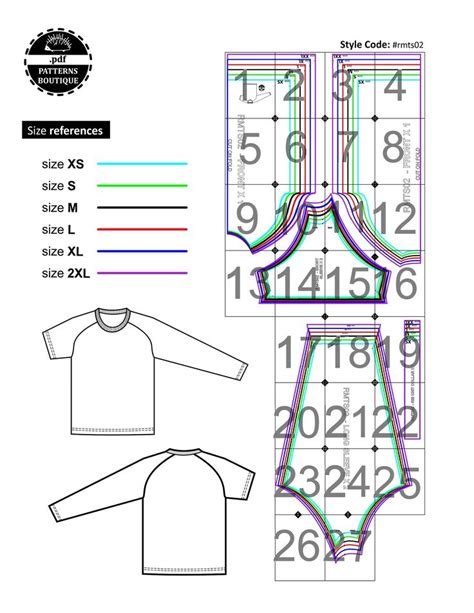 Raglan T Shirt For Men PDF Sewing Pattern Sizes Xs To Xxl