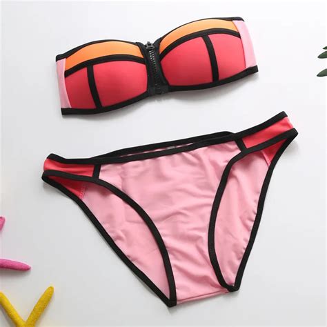 Girls Sexy Swimsuit Bikinis Swimwear Summer Style Low Waist Patchwork