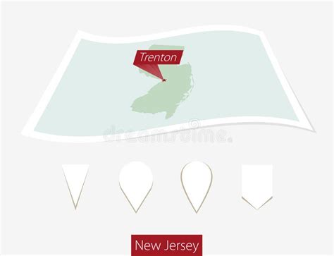 Estado De Nova Jersey Selecionado No Mapa O Sinalizador Isom Trico