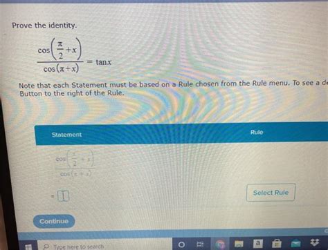 Solved Prove The Identity COS X Tanx Cos 1 X Note That Chegg