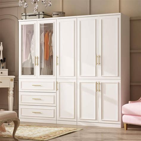 FUFU GAGA 3 Combination White Wood 79 1 In W 8 Door Big Armoires With