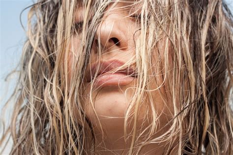 Free Photo Close Up Of Blonde Woman With Wet Hair