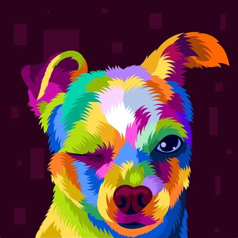 Illustration Bunter Hundekopf Mit Pop Art Stil Premium Vektor