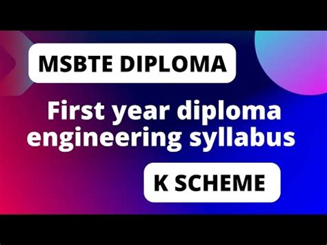 MSBTE DIPLOMA NEW SYLLABUS K SCHEME 2023 24 FIRST YEAR SEMESTER 01