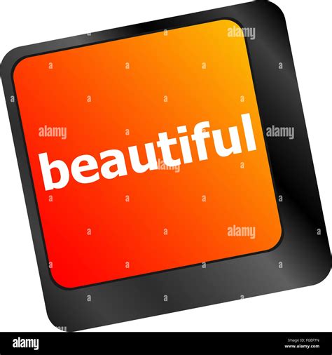 Beautiful Word On Keyboard Key Notebook Computer Button Stock Photo